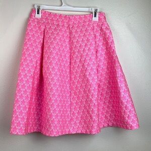 Pink jacquard pleated lightweight full skirt EUC